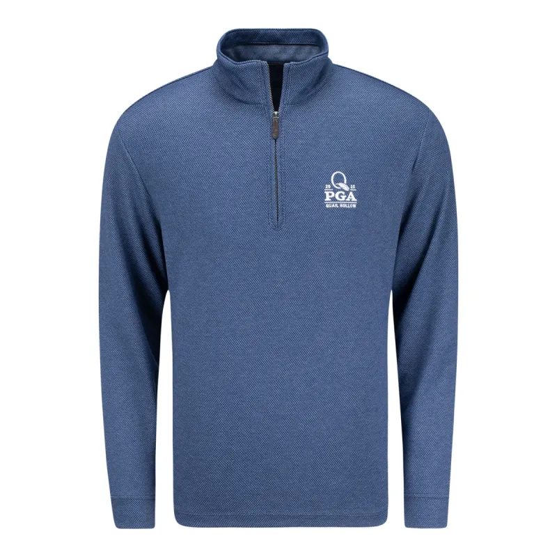Vineyard Vines 2025 PGA Championship Bluffs Herringbone Quarter Zip in Nautical Navy sold by PGA Tour