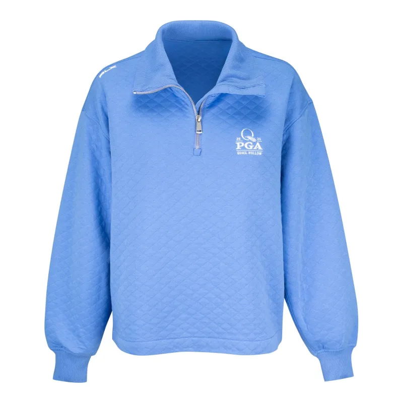 Ralph Lauren 2025 PGA Championship Women's Double Knit Quilted Quarter Zip in Summer Blue sold by PGA Tour
