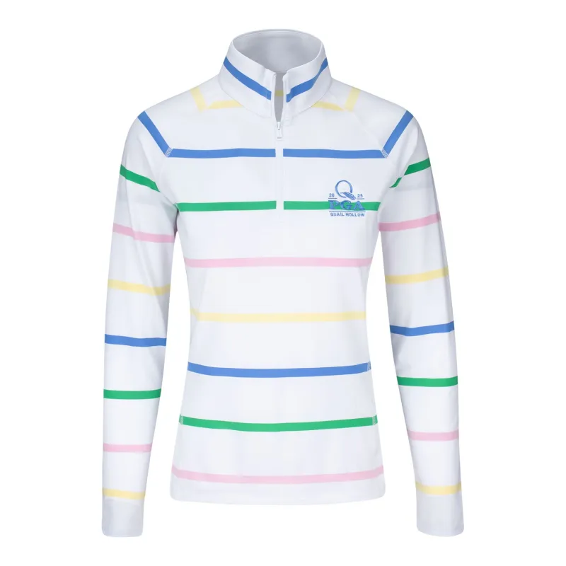 Ralph Lauren 2025 PGA Championship Women's Striped Quarter Zip in Multicolor sold by PGA Tour