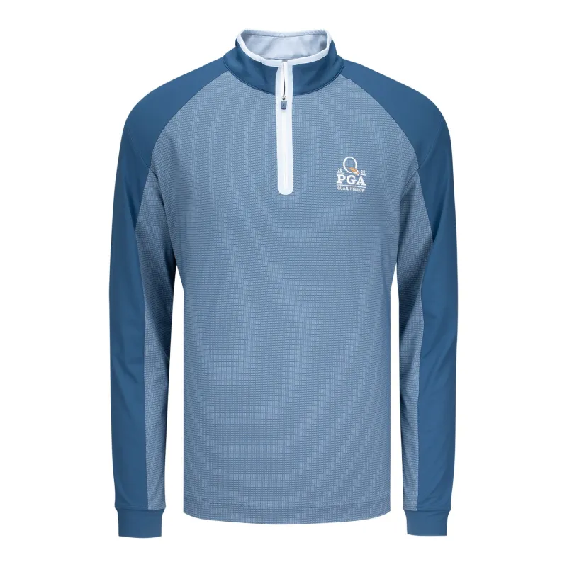 FootJoy 2025 PGA Championship Temposeries Mixed Texture Quarter Zip in Denim sold by PGA Tour