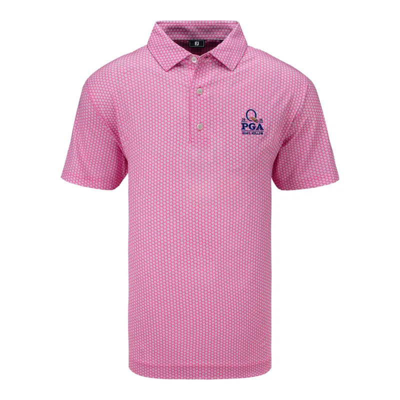 FootJoy 2025 PGA Championship Houndstooth Geo Polo in Pink Lemonade sold by PGA Tour