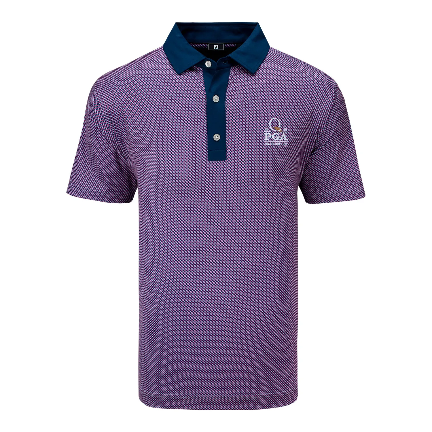 FootJoy 2025 PGA Championship Lattice Polo in Dark Denim and Pink Lemonade sold by PGA Tour