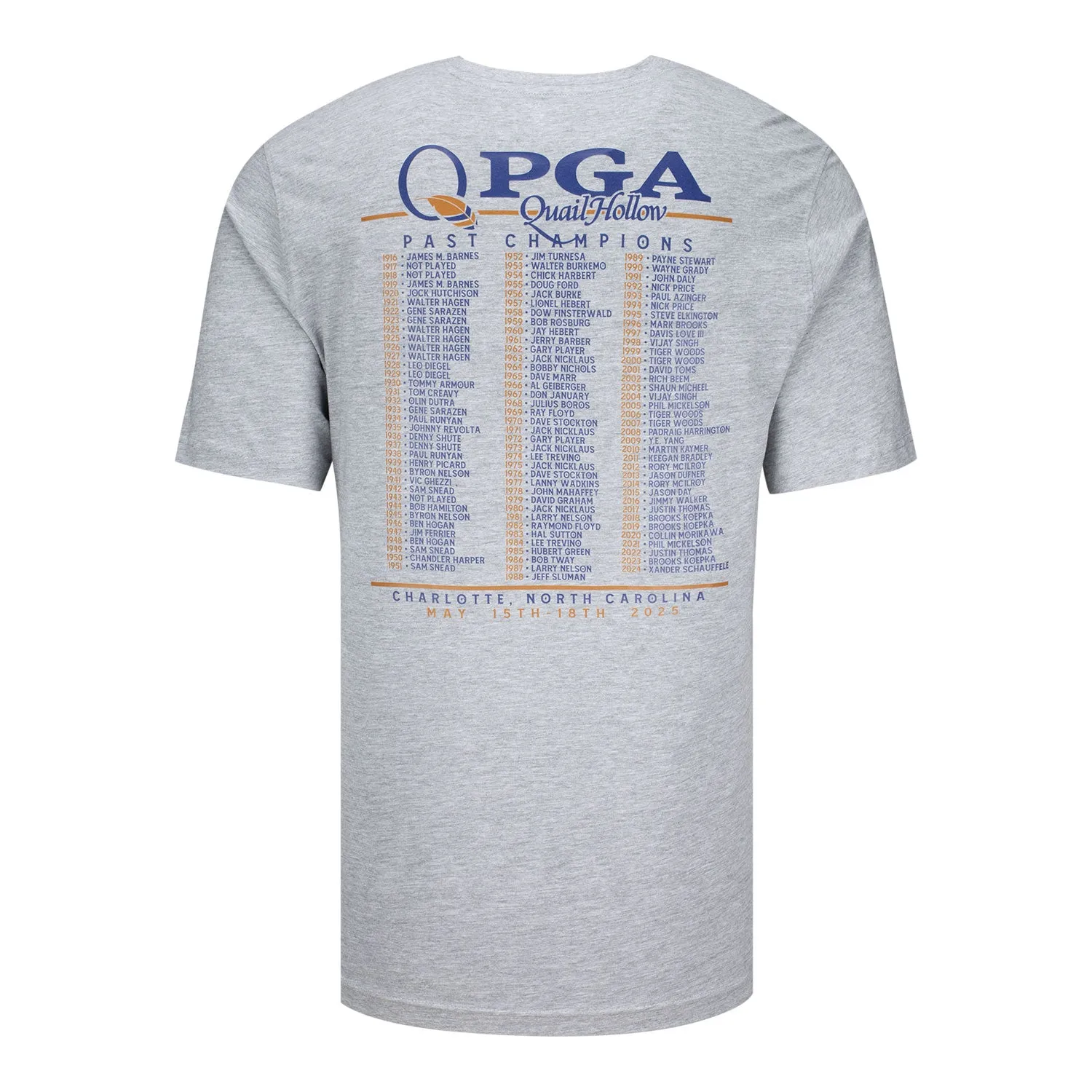 Ahead 2025 PGA Championship Past Champions T-Shirt in Grey sold by PGA Tour
