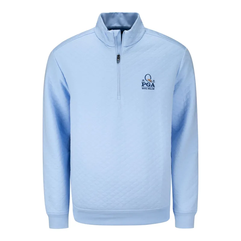 Ralph Lauren 2025 PGA Championship Quilted Double Knit Quarter Zip in Office Blue sold by PGA Tour