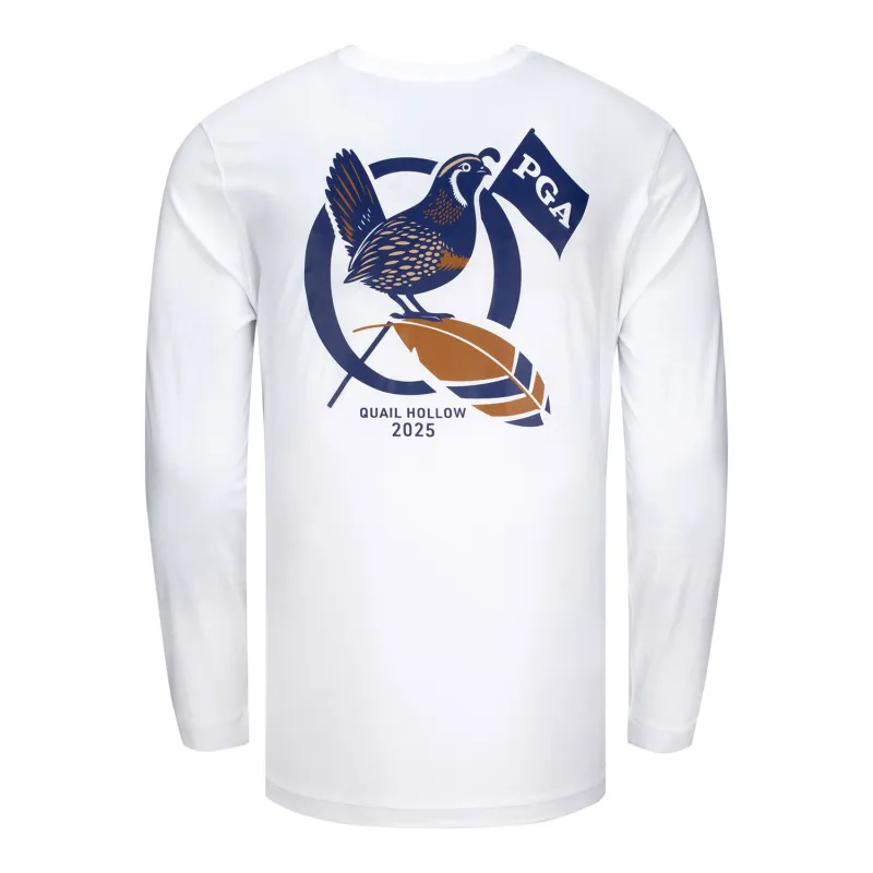 Ahead 2025 PGA Championship Quail on Feather Long Sleeve T-Shirt in White sold by PGA Tour
