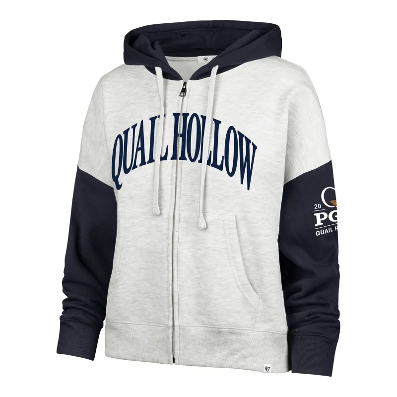 '47 Brand 2025 PGA Championship Women's Ripley Colorblock Full Zip in Grey and Navy sold by PGA Tour
