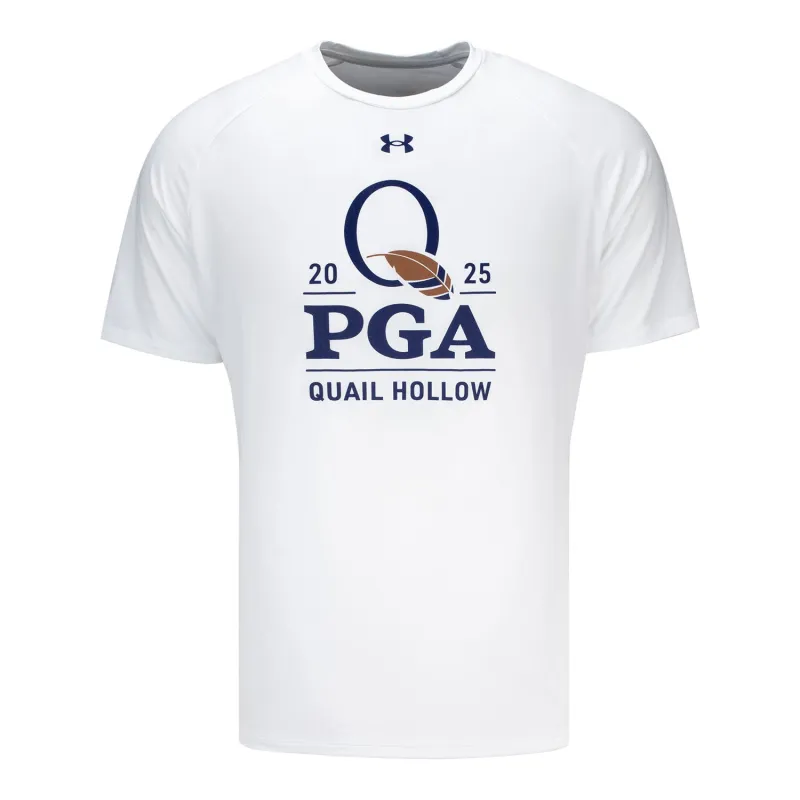Under Armour 2025 PGA Championship Official Logo Tech T-Shirt in White sold by PGA Tour
