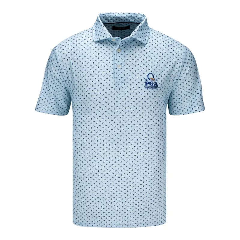Ralph Lauren 2025 PGA Championship Lightweight Deco Toss Pattern Polo in Summer Aqua sold by PGA Tour