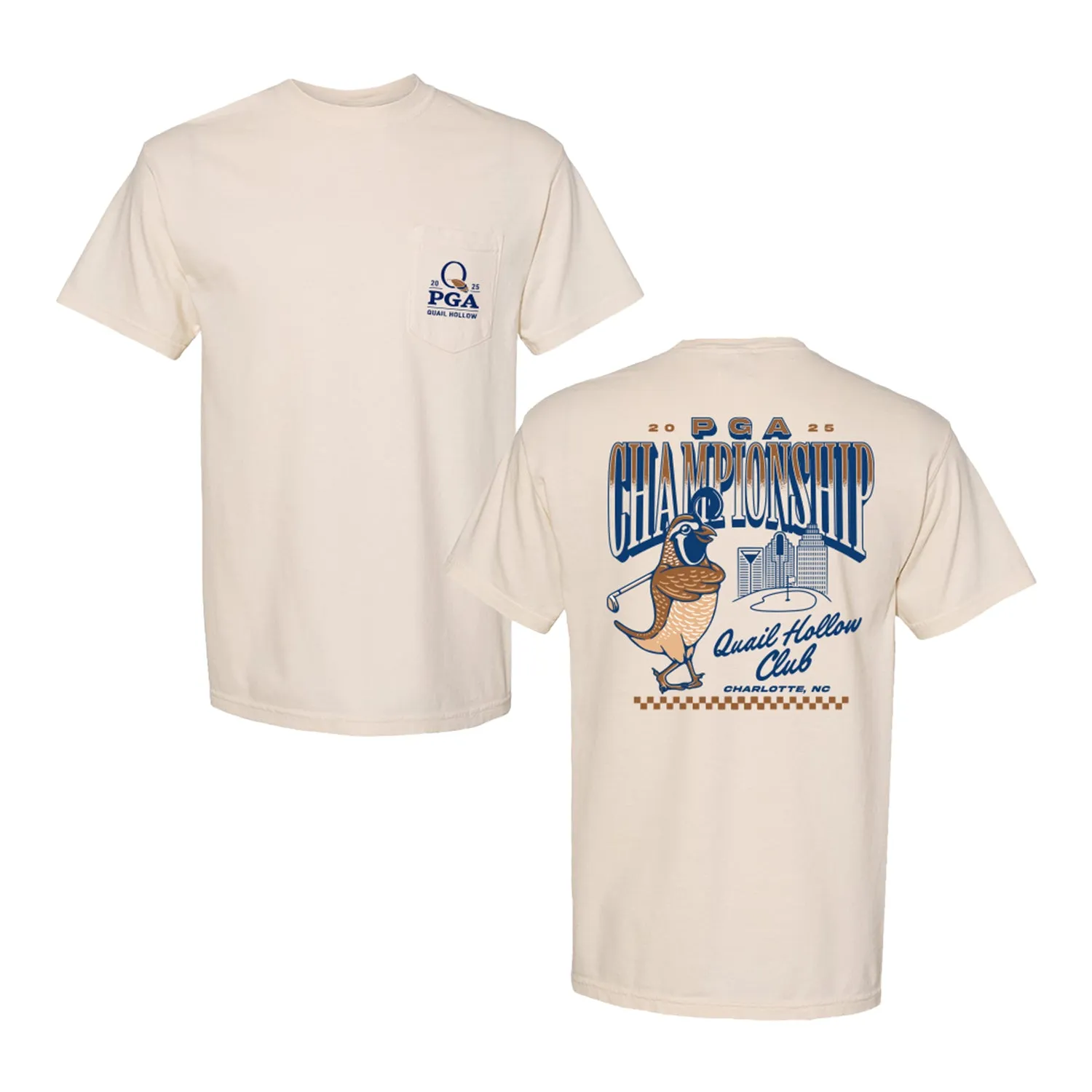 Barstool 2025 PGA Championship Quail Charlotte Clubhouse T-Shirt in Ivory sold by PGA Tour