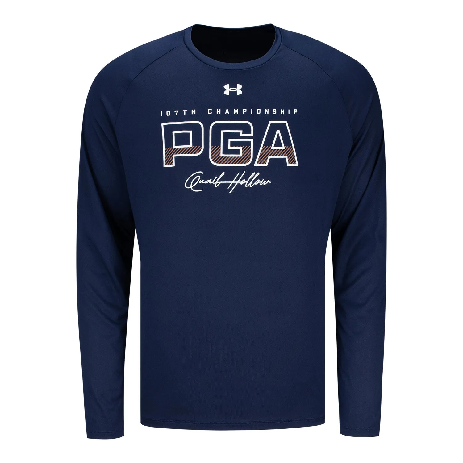 Under Armour 2025 PGA Championship 107th Text Long Sleeve Shirt in Midnight Navy sold by PGA Tour