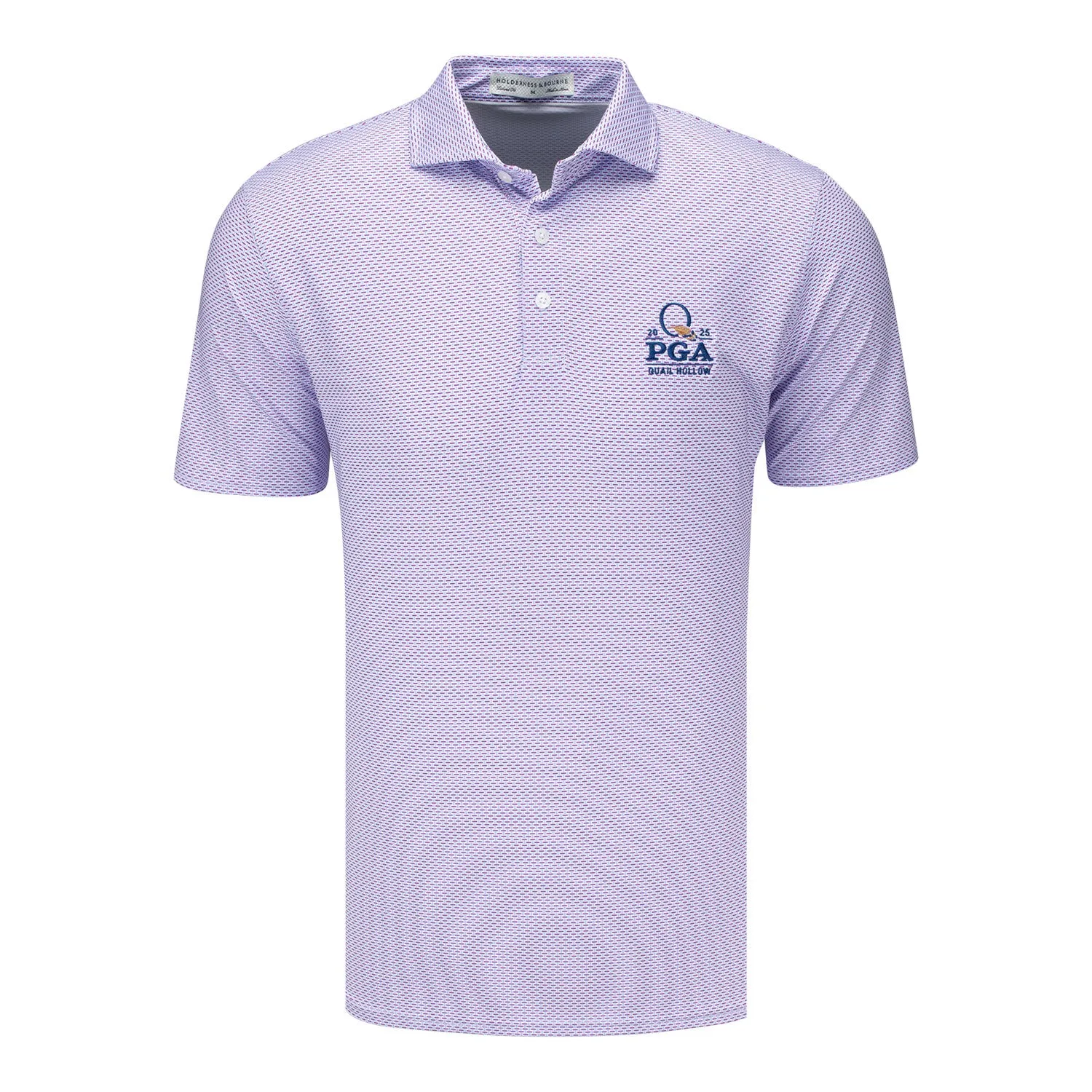 Holderness & Bourne 2025 PGA Championship Davis Geo Pattern Polo in Skye and Fusion sold by PGA Tour