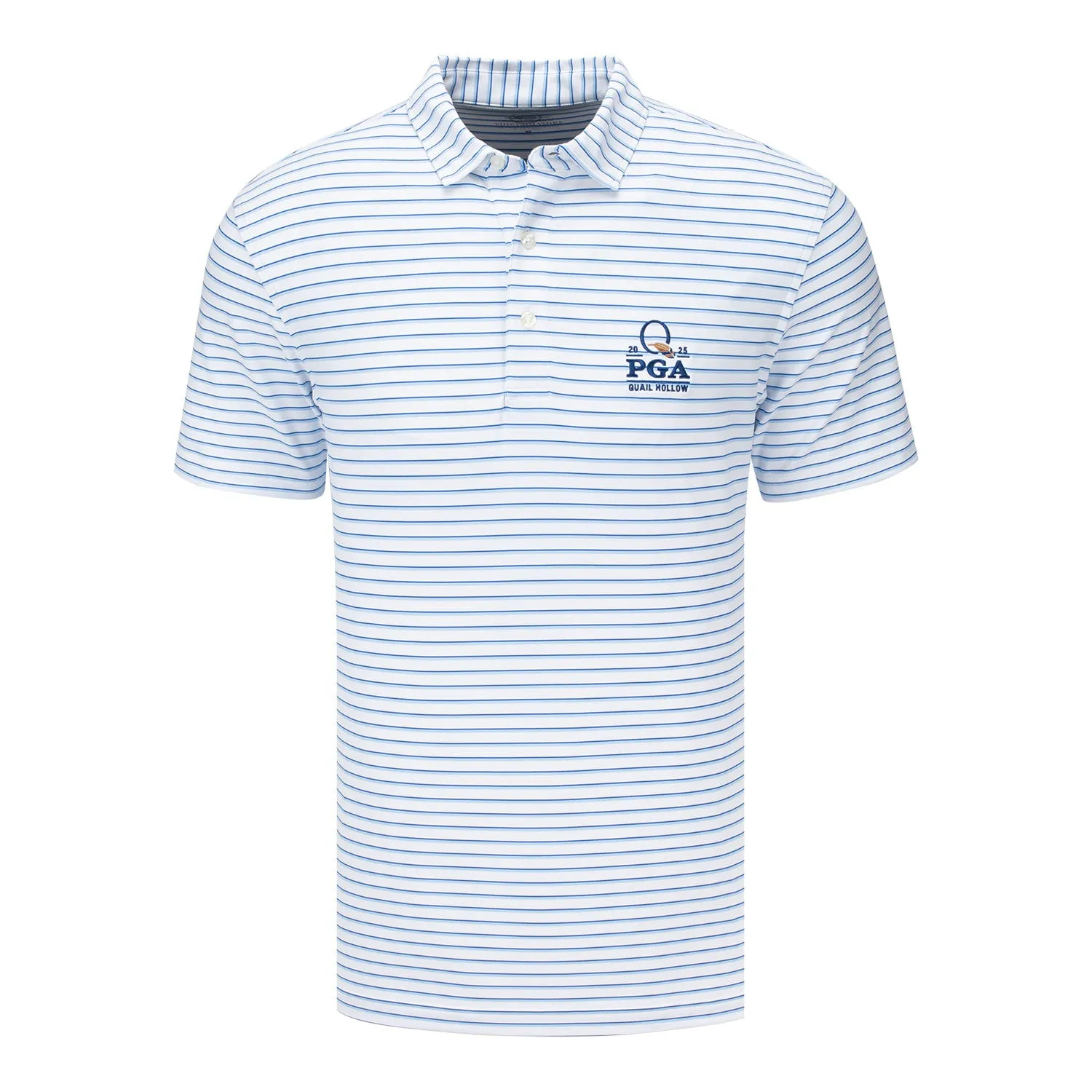 Vineyard Vines 2025 PGA Championship Palmero Polo in Club Stripe Blue sold by PGA Tour