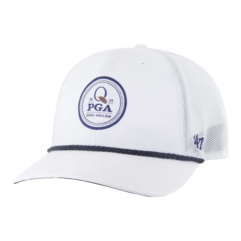 '47 Brand 2025 PGA Championship Fairway Rope Meshback Trucker Hat in White sold by PGA Tour