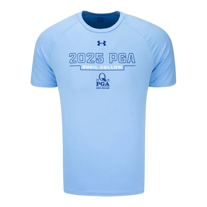 Under Armour 2025 PGA Championship Block Text Tech T-Shirt in Carolina Blue sold by PGA Tour