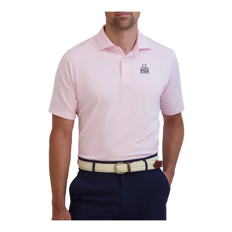 Fairway & Greene 2025 PGA Championship Mini Stripe Stripe Polo in Bermuda Pink sold by PGA Tour