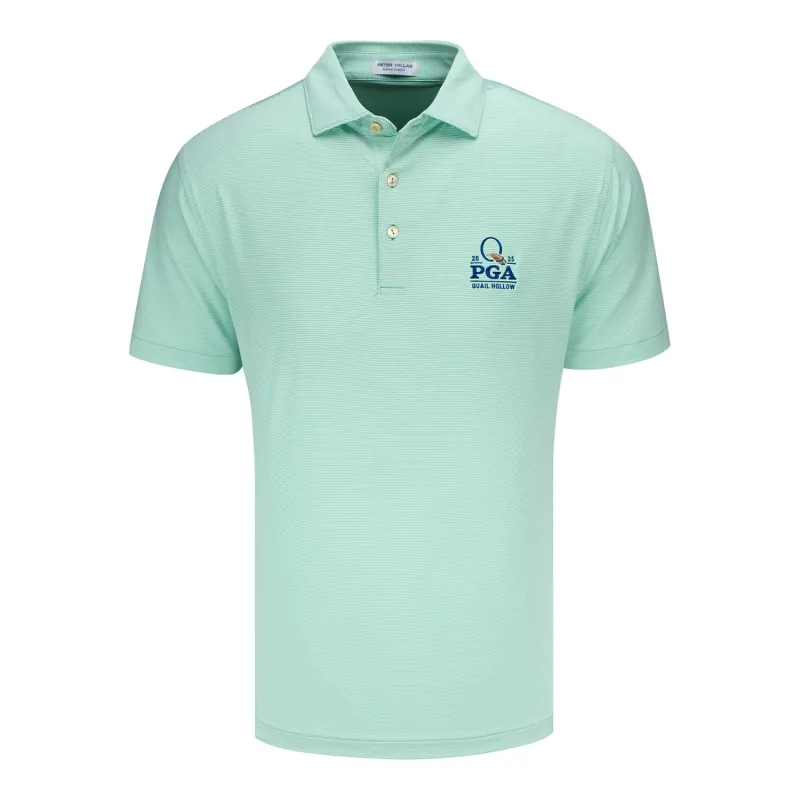 Peter Millar 2025 PGA Championship Jubilee Stripe Polo in Pear Tart sold by PGA Tour