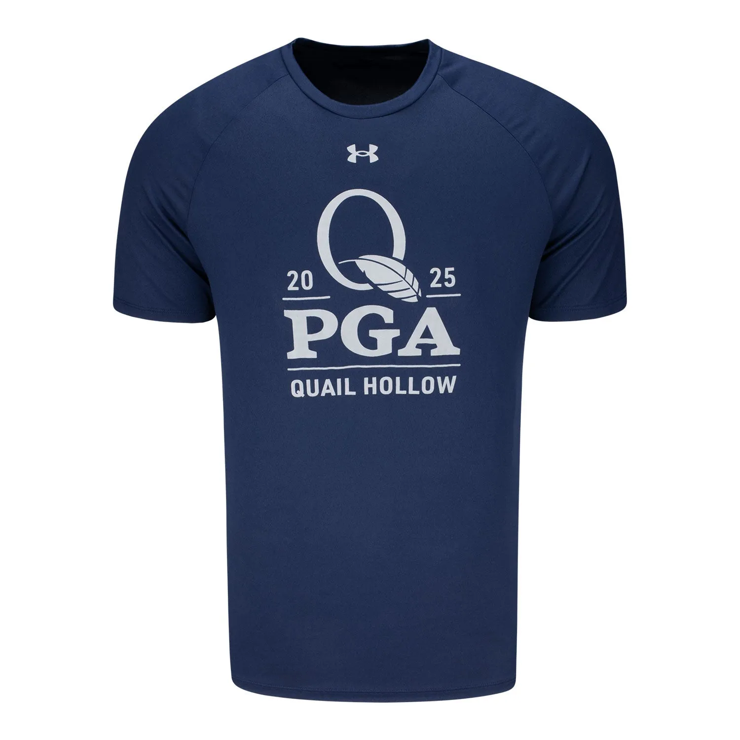 Under Armour 2025 PGA Championship Metallic Tonal Logo Tech T-Shirt in Midnight Navy sold by PGA Tour