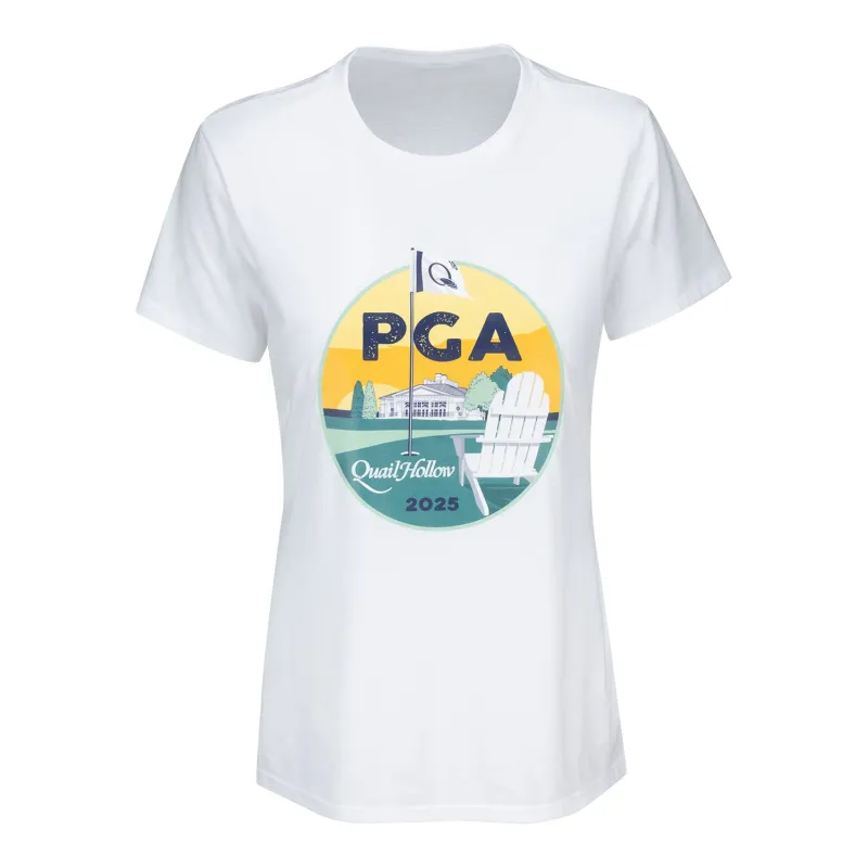 Ahead 2025 PGA Championship Ladies Adirondack Chair T-Shirt in White sold by PGA Tour