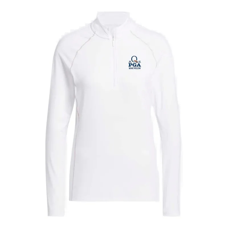 Adidas 2025 PGA Championship Ladies Quarter Zip in White sold by PGA Tour