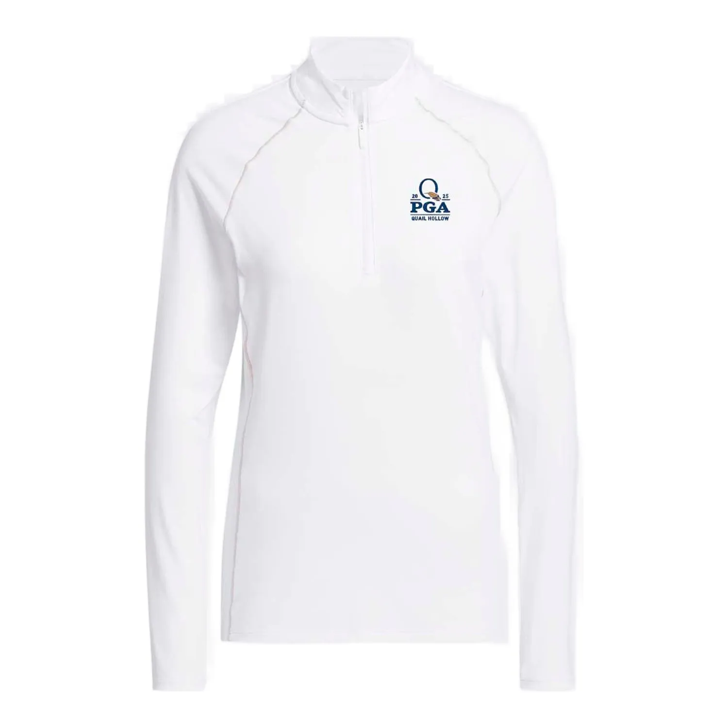 Adidas 2025 PGA Championship Ladies Quarter Zip in White sold by PGA Tour