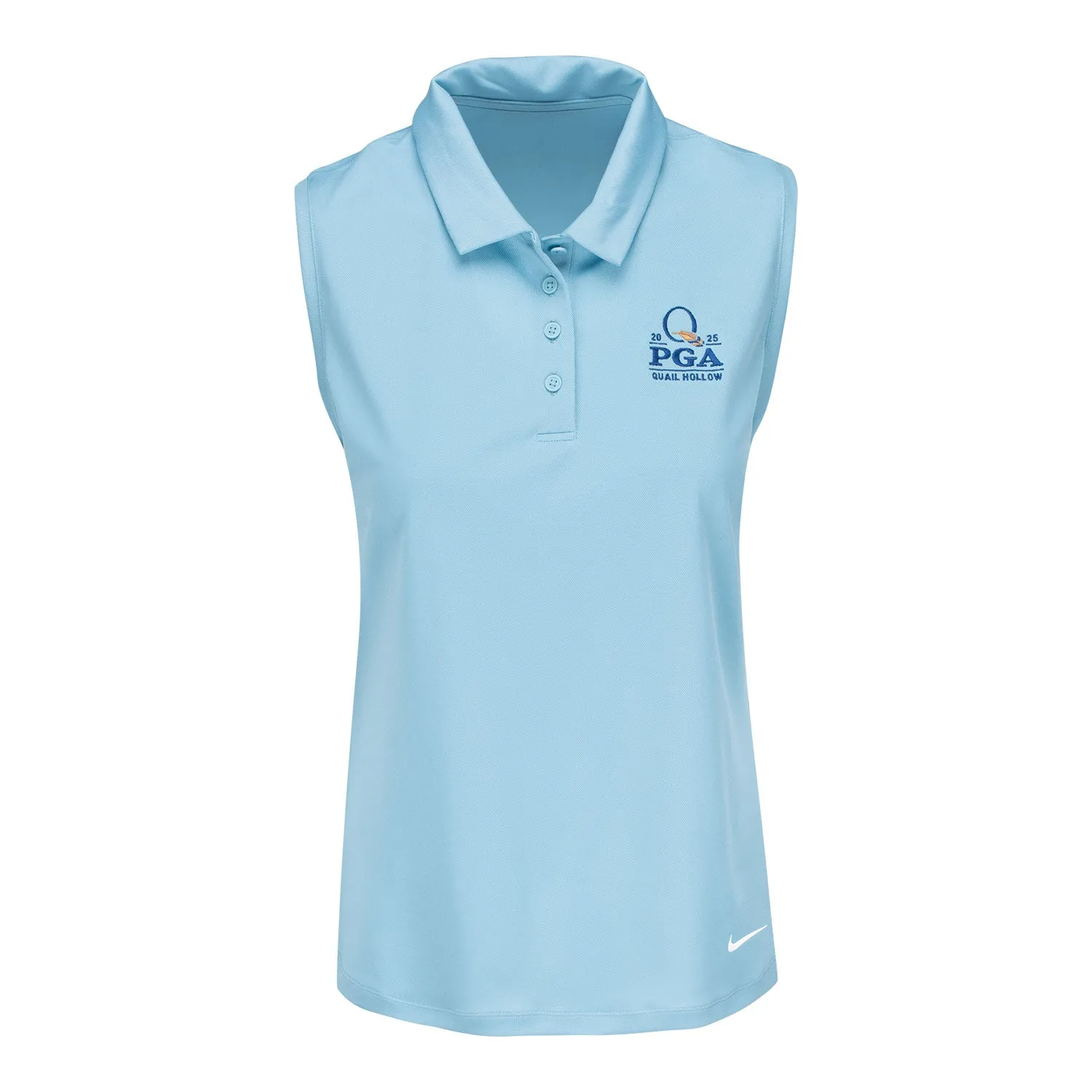 Nike 2025 PGA Championship Ladies Victory Sleeveless Polo in Denim Turquoise sold by PGA Tour