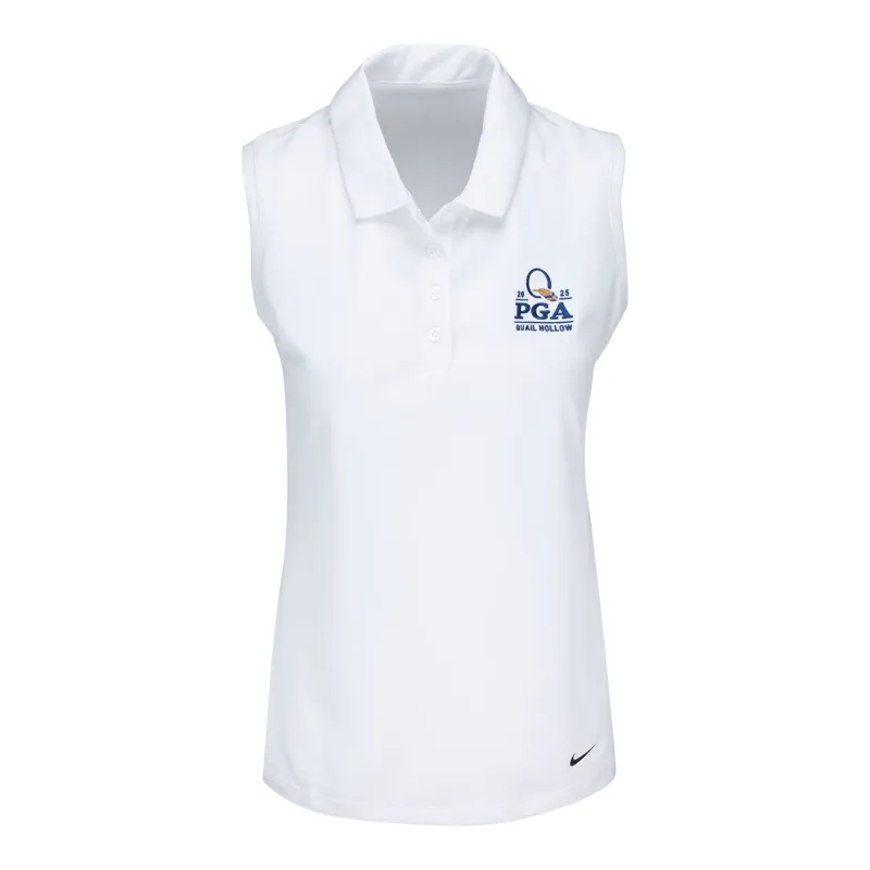 Nike 2025 PGA Championship Ladies Victory Sleeveless Polo in White sold by PGA Tour