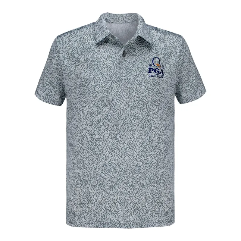 Under Armour 2025 PGA Championship Youth Blade Short Sleeve Polo in Steel sold by PGA Tour