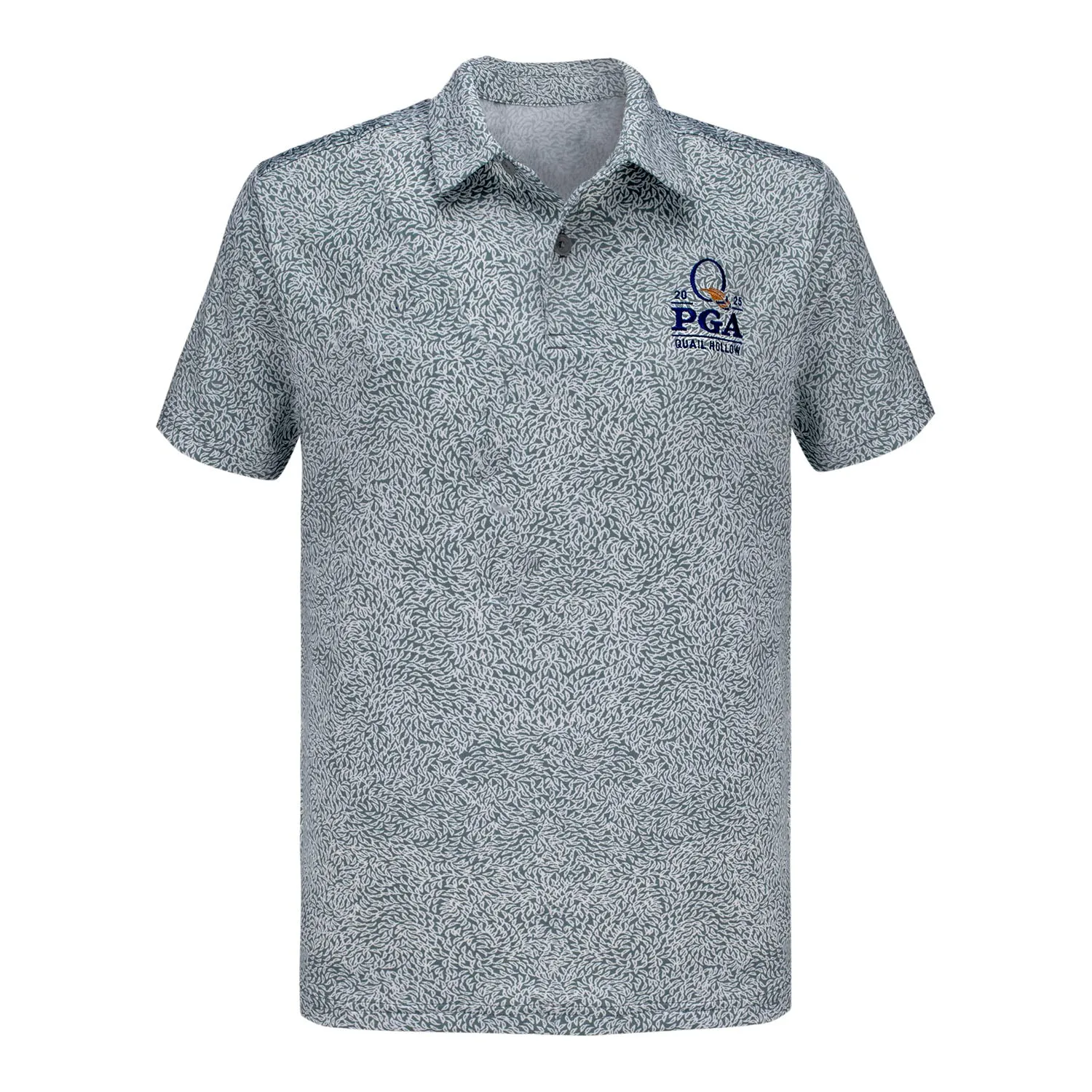 Under Armour 2025 PGA Championship Youth Blade Short Sleeve Polo in Steel sold by PGA Tour