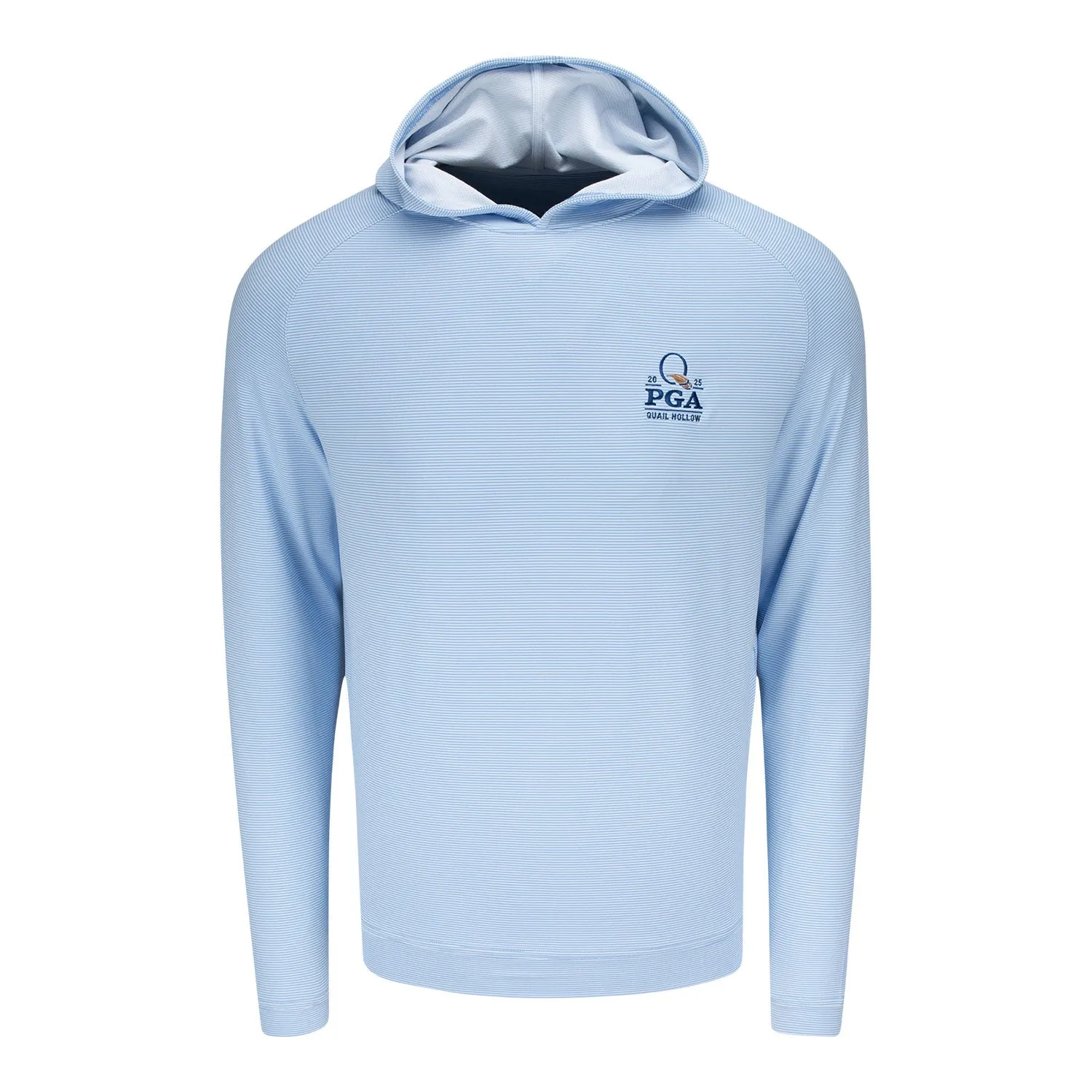 Peter Millar 2025 PGA Championship Sugar Stripe Performance Hoodie in Blue Fade sold by PGA Tour