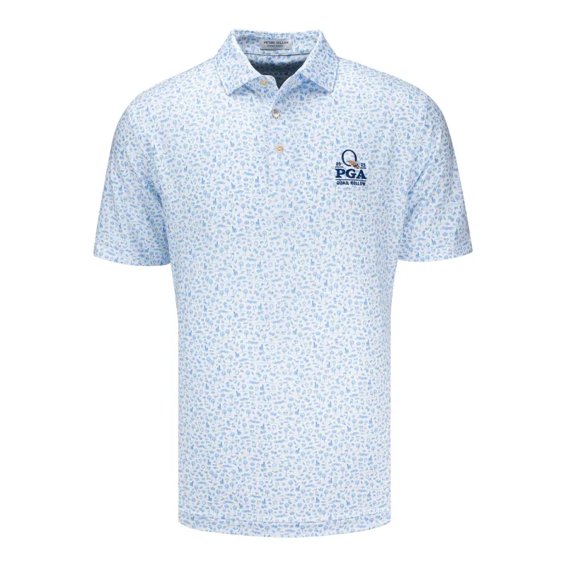 Peter Millar 2025 PGA Championship Quail Hollow Motif Polo in White sold by PGA Tour