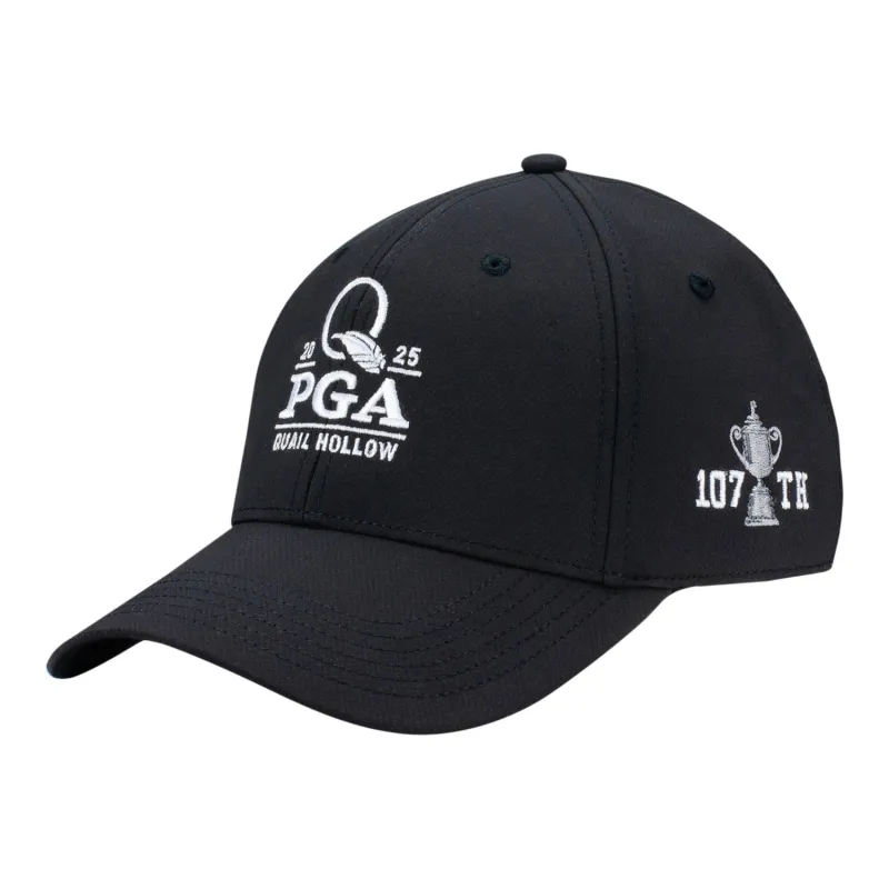Ahead 2025 PGA Championship Structured Ultimate Fit Tech Hat in Black sold by PGA Tour