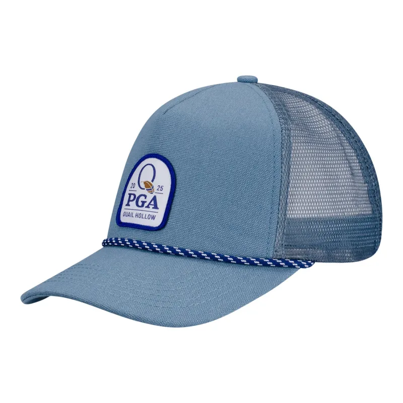 Barstool 2025 PGA Championship Nailhead Canvas Trucker Hat in Light Blue sold by PGA Tour