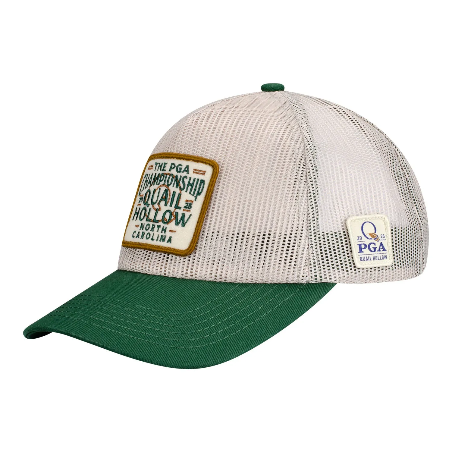 Barstool 2025 PGA Championship All Mesh Snapback in Beige and Green sold by PGA Tour