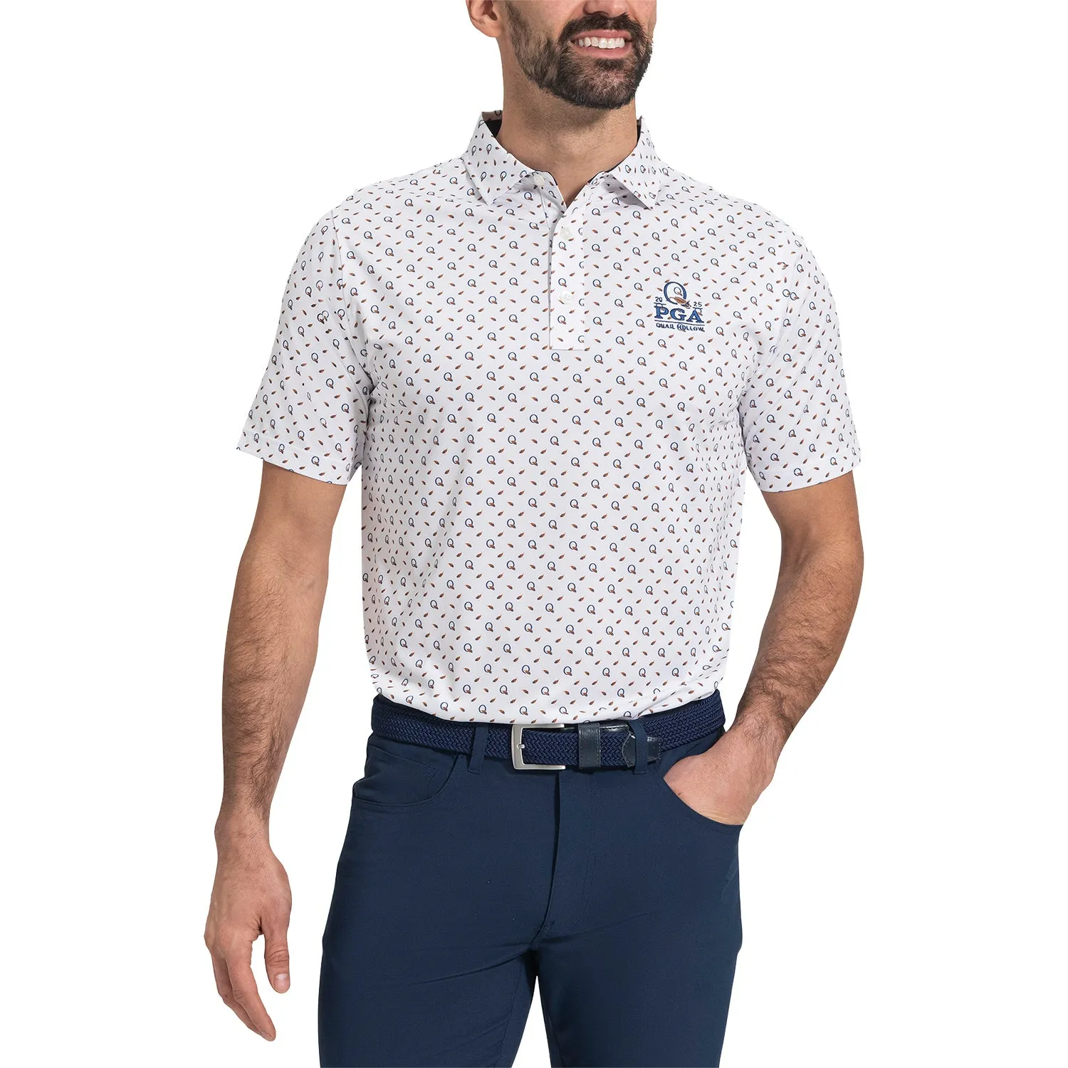 FootJoy 2025 PGA Championship Q and Feathers Polo in White sold by PGA Tour product image thumbnail 4