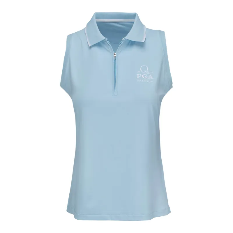 Peter Millar 2025 PGA Championship Ladies Chrissie Sleeveless Polo in Skylight sold by PGA Tour