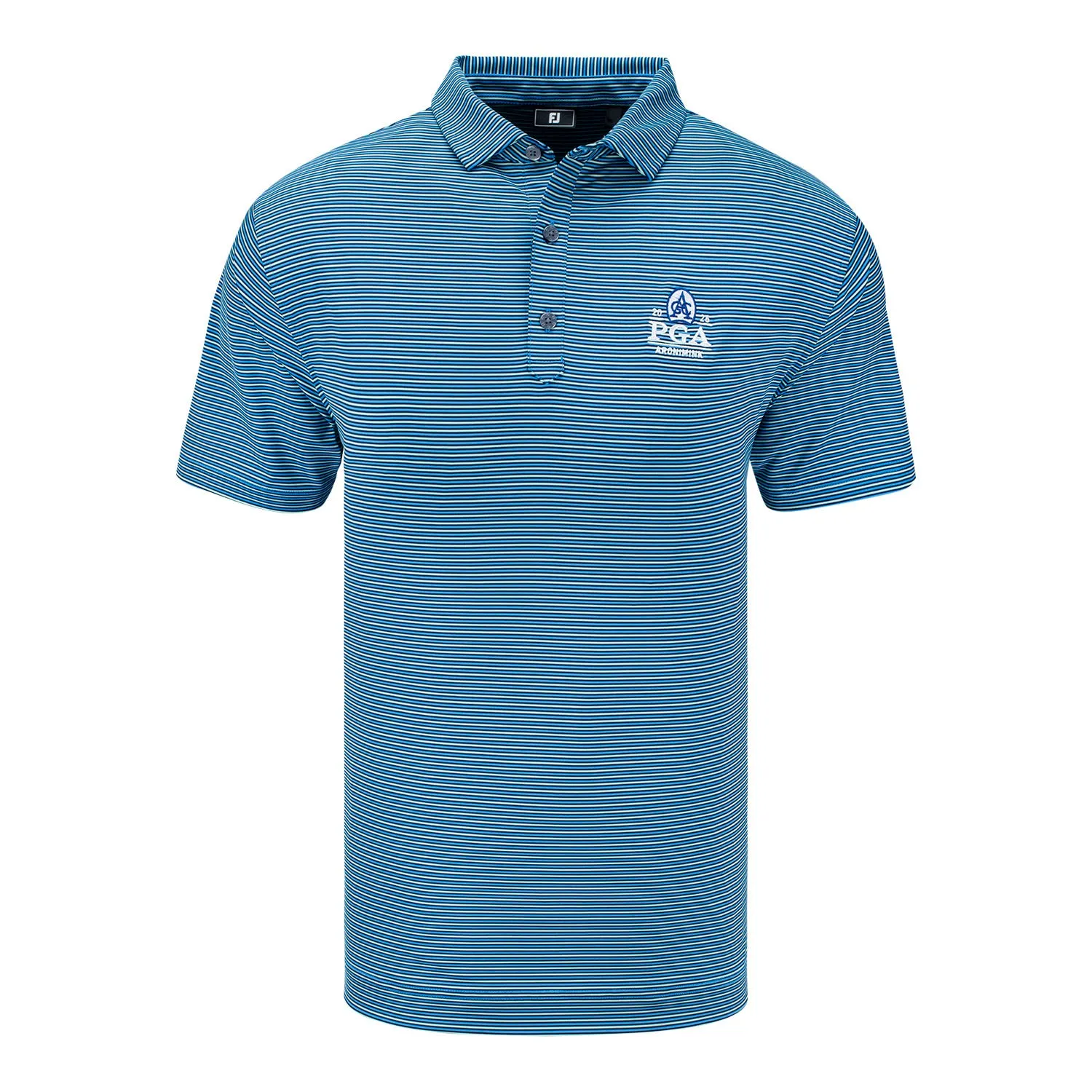 FootJoy 2026 PGA Championship Smooth Stripe Polo in Navy, Mint, and Blue sold by PGA Tour
