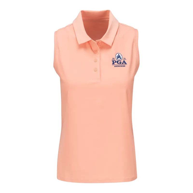 Nike 2026 PGA Championship Women's Victory Sleeveless Polo in Apricot sold by PGA Tour
