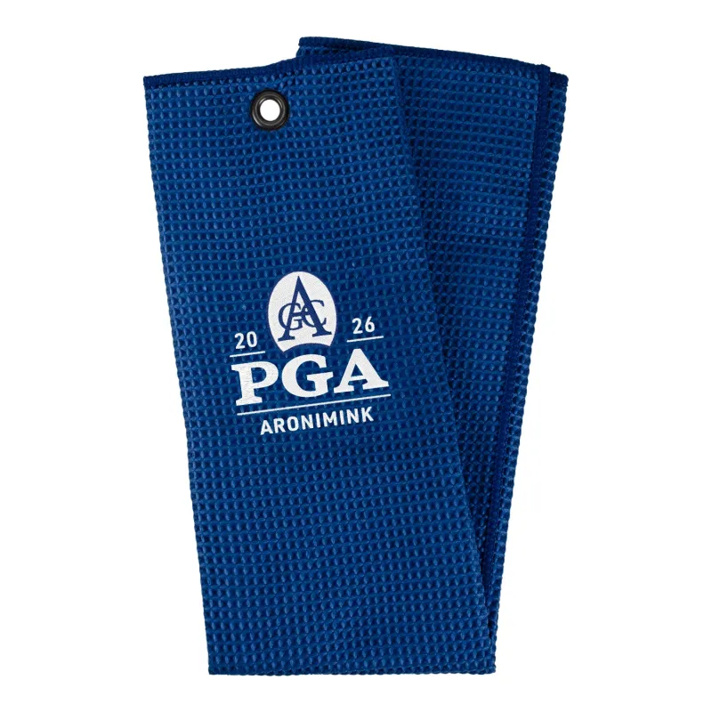 Dynamic 2026 PGA Championship Microscrubber Towel in Royal sold by PGA Tour