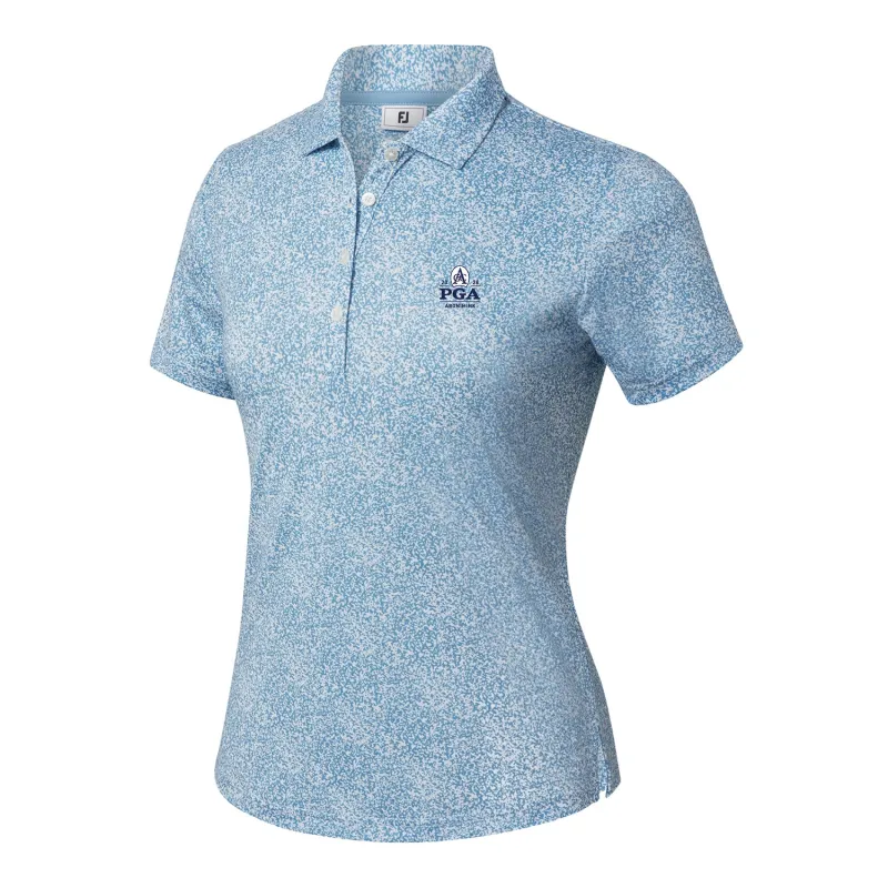FootJoy 2026 PGA Championship Ladies Speckle Print Polo in Blue Jay sold by PGA Tour
