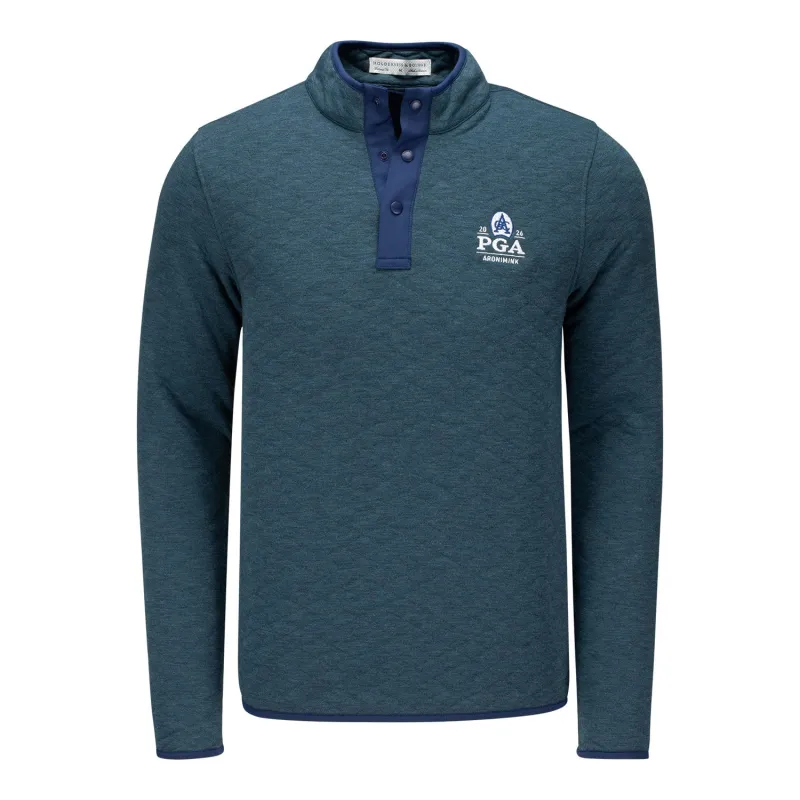 Holderness & Bourne 2026 PGA Championship Sullivan Quilted Quarter Snap in Heathered Deep Teal and Navy sold by PGA Tour
