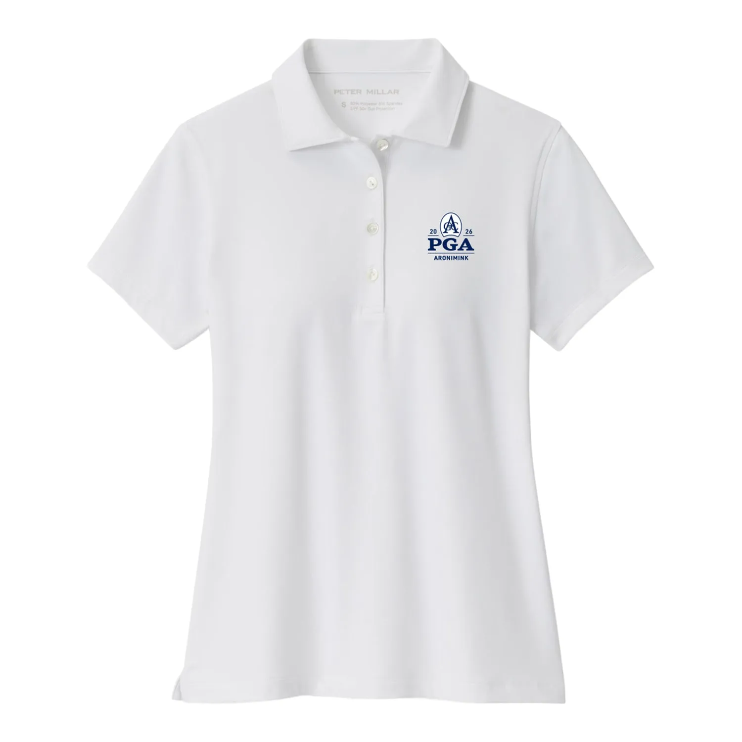 Peter Millar 2026 PGA Championship Ladies Solid Polo in White sold by PGA Tour