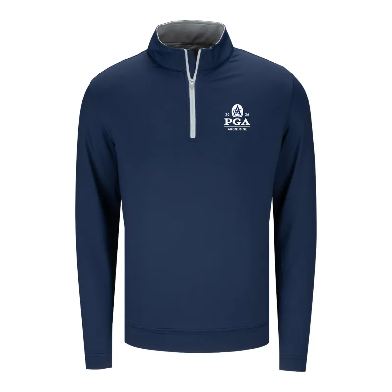 Peter Millar 2026 PGA Championship Solid Perth Quarter Zip in Navy sold by PGA Tour
