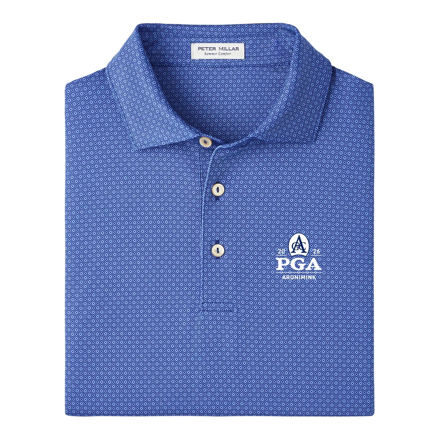 Peter Millar 2026 PGA Championship Axle Geo Polo in Sport Navy sold by PGA Tour