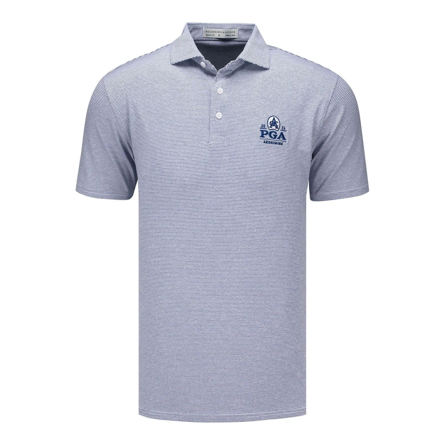 Holderness & Bourne 2026 PGA Championship Perkins Stripe Polo in Heathered Andover and White sold by PGA Tour