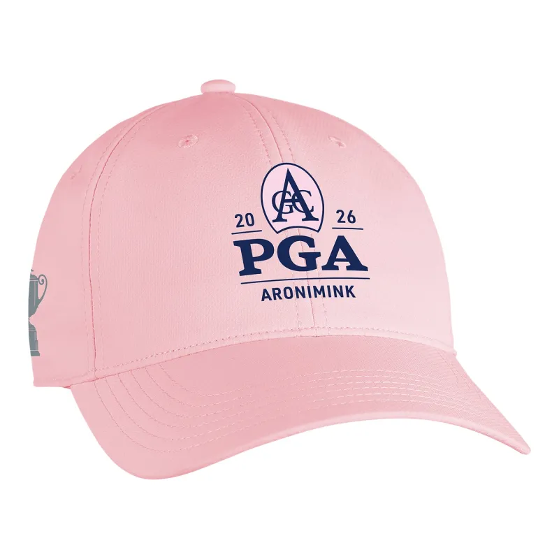 Ahead 2026 PGA Championship Women's Tech Logo & Trophy Hat in Soft Pink sold by PGA Tour