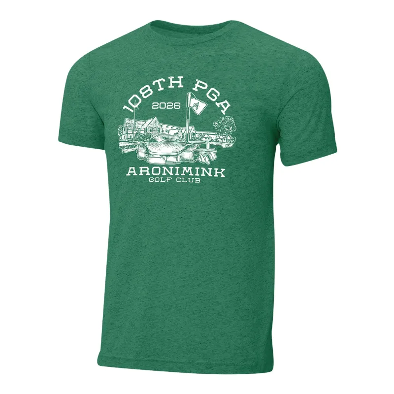 Ahead 2026 PGA Championship Clubhouse Sketch T-Shirt in Grass Green sold by PGA Tour