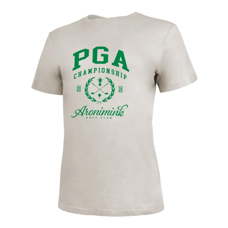 Ahead 2026 PGA Championship Women's Cross Clubs T-Shirt in Bone sold by PGA Tour