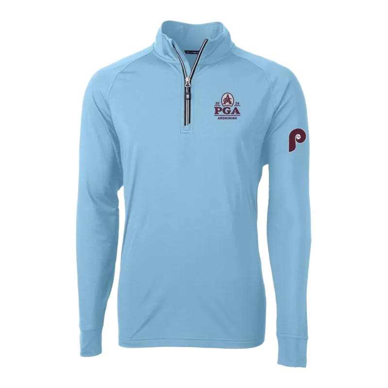 Cutter & Buck 2026 PGA Championship x Philadelphia Phillies Co-Brand Quarter Zip in Atlas Blue made by Cutter & Buck