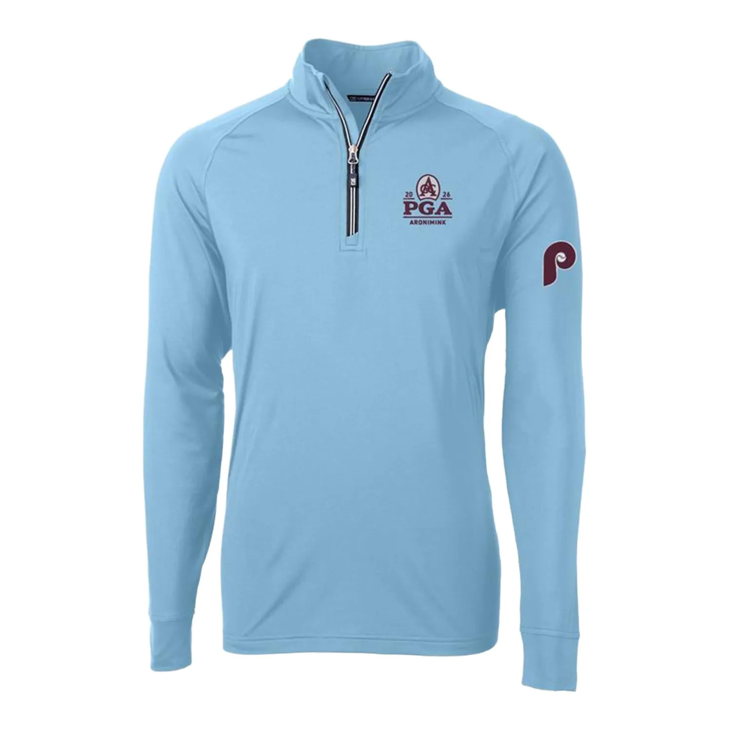 Cutter & Buck 2026 PGA Championship x Philadelphia Phillies Co-Brand Quarter Zip in Atlas Blue sold by PGA Tour