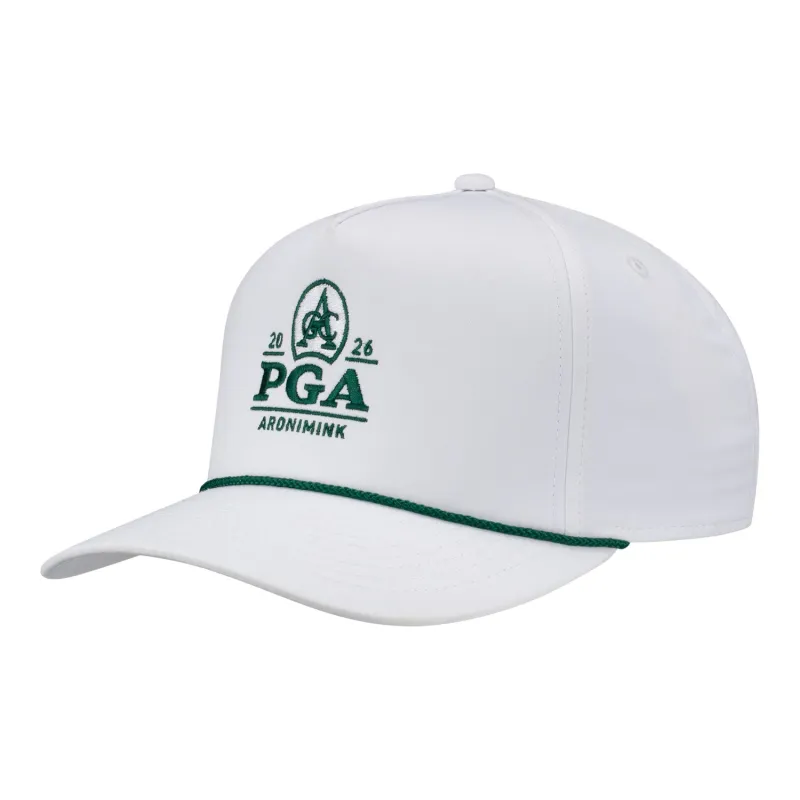 Imperial 2026 PGA Championship Wrightson Rope Hat in White and Dark Green sold by PGA Tour